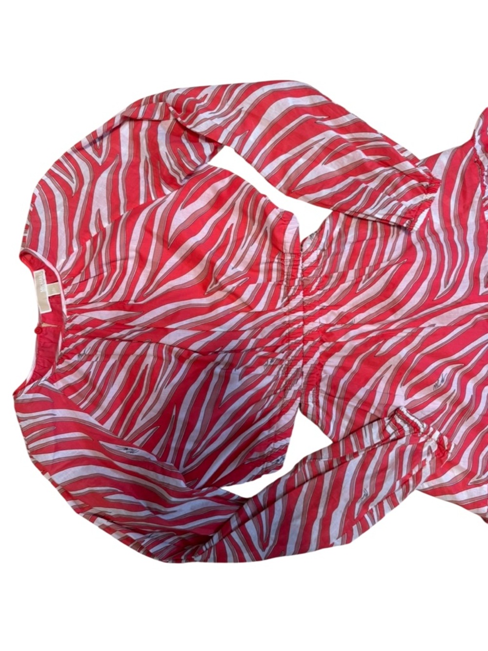 Michael Michael Kors Cotton Lawn Cutout Mini Dress In Zebra Geranium Red/Pink XL - Picture 4 of 13